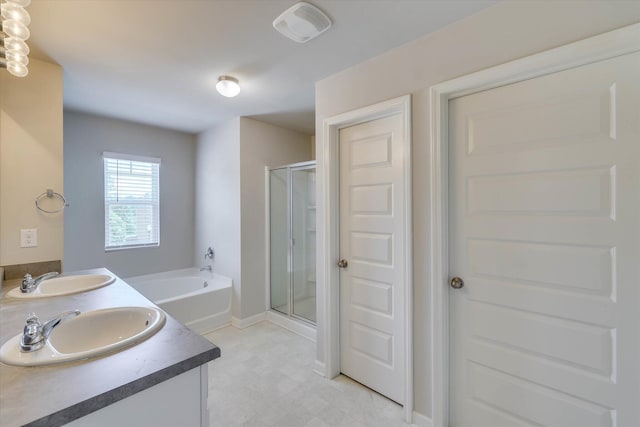 1052 Dietrich Ln, North Augusta, SC 29860 - full bath featuring tile patterned floors, a bath, a stall shower, and double vanity