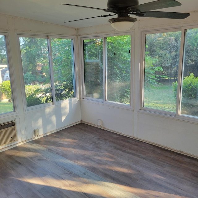 2514 Cascade Dr, Augusta, GA 30904 - unfurnished sunroom with a ceiling fan, healthy amount of natural light, and wood finished floors