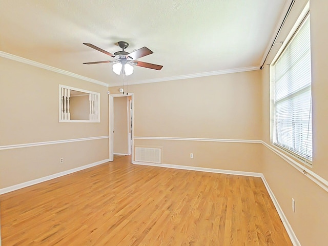4532 Oakley Pirkle Rd, Martinez, GA 30907 - unfurnished room with a ceiling fan, light wood-style floors, and crown molding