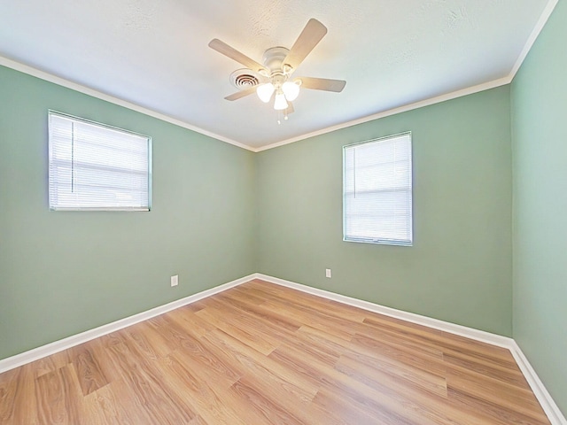 4532 Oakley Pirkle Rd, Martinez, GA 30907 - empty room featuring crown molding, light wood-style floors, and a ceiling fan