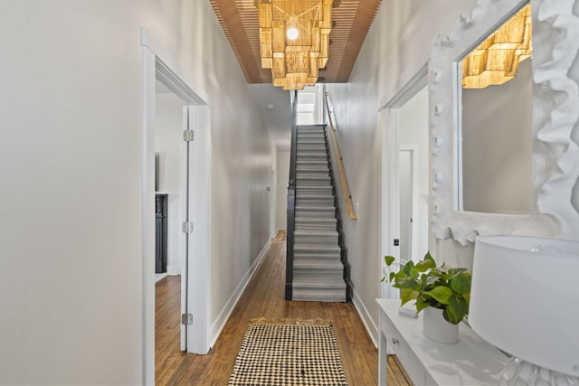 1118 Dantignac St, Augusta, GA 30901 - staircase featuring wood finished floors, baseboards, and wooden ceiling