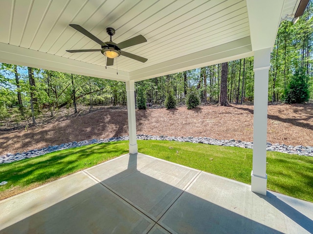 view of patio with ceiling fan