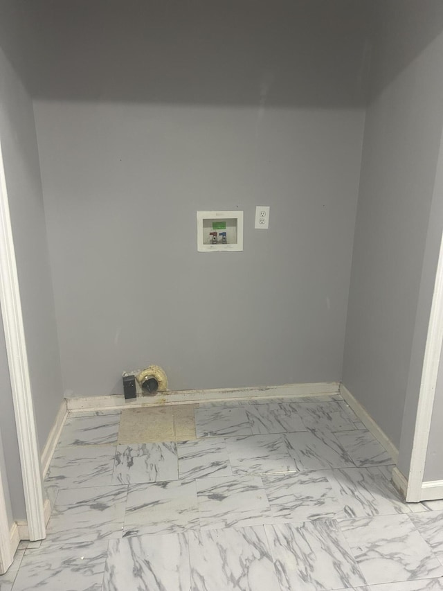 1420 Sawmill Trl, Grovetown, GA 30813 - laundry area with light marble finish floors, baseboards, and washer hookup