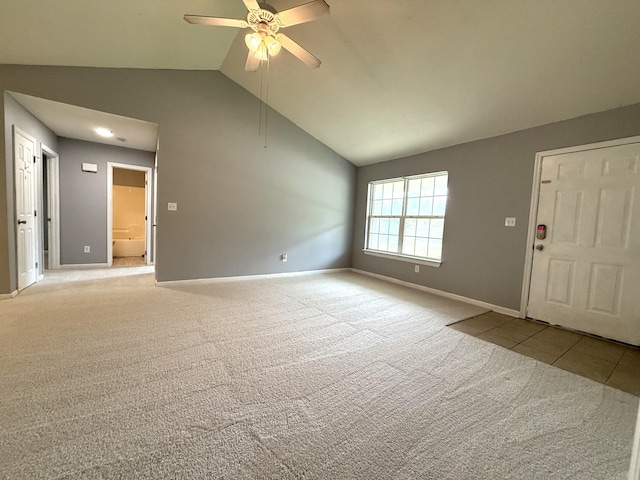 1420 Sawmill Trl, Grovetown, GA 30813 - carpeted empty room featuring lofted ceiling, a ceiling fan, and baseboards
