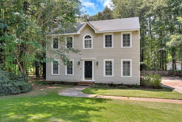 colonial house with a front lawn