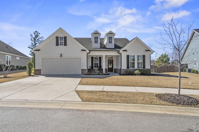 view of front of property with cooling unit and covered porch