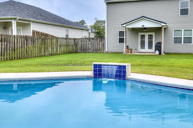 243 Quick Silver Ct, Graniteville, SC 29829 - view of pool featuring a fenced backyard, ceiling fan, and french doors