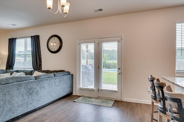 243 Quick Silver Ct, Graniteville, SC 29829 - entryway with wood finished floors and a chandelier
