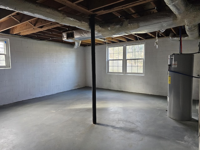 basement featuring water heater