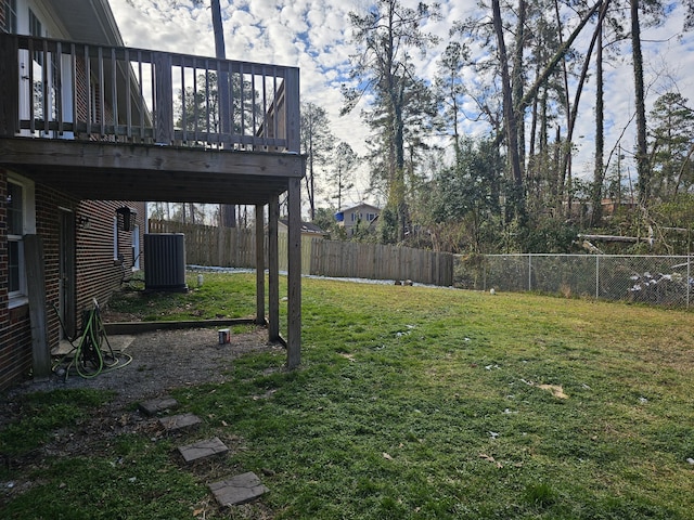 view of yard with a deck