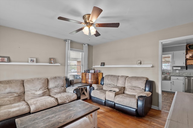 2872 Ga Highway 102, Wrens, GA 30833 - living room with ceiling fan and light hardwood / wood-style flooring