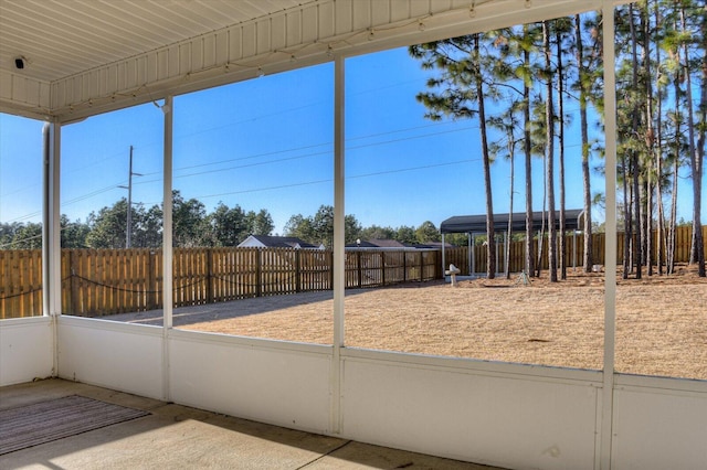 view of unfurnished sunroom