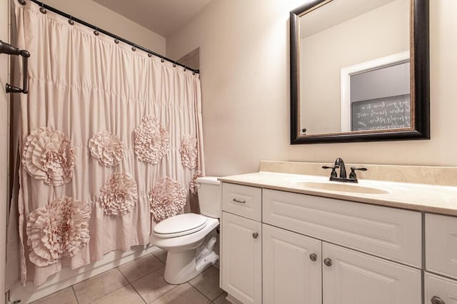 617 Morris Run, North Augusta, SC 29860 - full bathroom with toilet, vanity, tile patterned flooring, and a shower with shower curtain