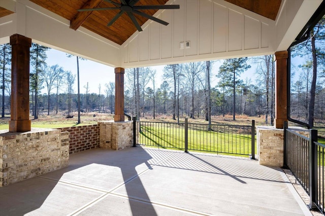 view of patio / terrace with ceiling fan