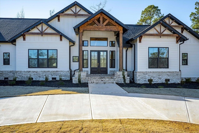 view of front of property with french doors