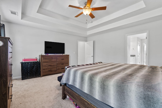 120 Dublin Loop, Grovetown, GA 30813 - bedroom with a raised ceiling, carpet floors, a ceiling fan, and connected bathroom
