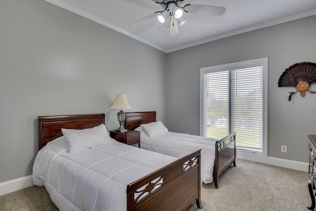 4512 Hardy Mcmanus Rd, Evans, GA 30809 - bedroom with crown molding, baseboards, light colored carpet, and ceiling fan