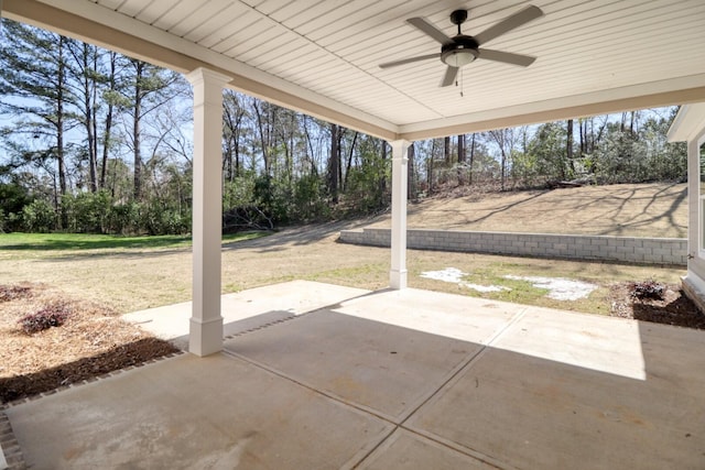 view of patio / terrace featuring ceiling fan