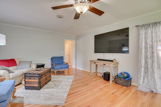 3114 Sussex Rd, Augusta, GA 30909 - living room with crown molding, wood finished floors, and ceiling fan