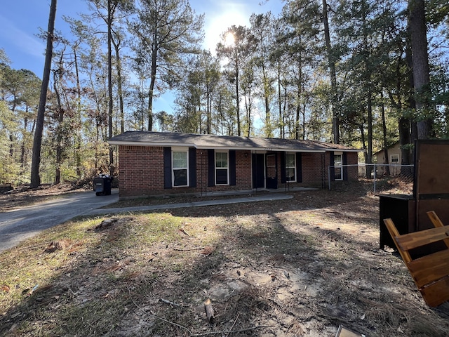 view of single story home