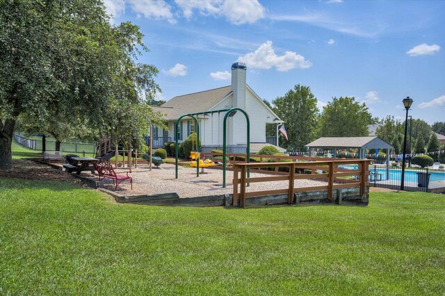 view of jungle gym featuring a gazebo and a yard