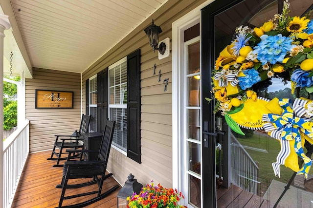 deck featuring a porch