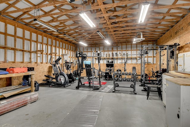 exercise room featuring a workshop area