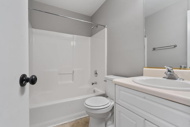 3363 Saddlebrook Dr, Hephzibah, GA 30815 - full bathroom with toilet, vanity, tile patterned flooring, and shower / bath combination