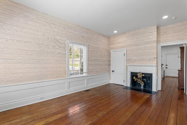 946 Milledge Rd, Augusta, GA 30904 - unfurnished living room featuring a fireplace, dark wood finished floors, and recessed lighting