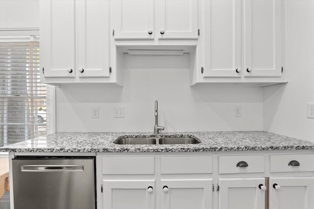 946 Milledge Rd, Augusta, GA 30904 - kitchen featuring stainless steel dishwasher, white cabinets, and light stone countertops