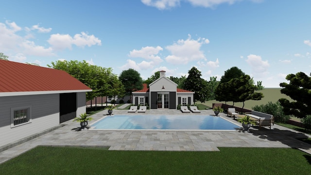 946 Milledge Rd, Augusta, GA 30904 - outdoor pool featuring an exterior structure, an outdoor structure, a patio area, and a lawn