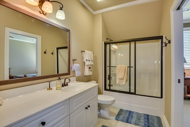 3005 Timber Woods Dr, Appling, GA 30802 - full bathroom featuring vanity, enclosed tub / shower combo, ornamental molding, and tile patterned floors