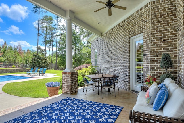 3005 Timber Woods Dr, Appling, GA 30802 - view of patio with a ceiling fan, outdoor dining space, and an outdoor hangout area