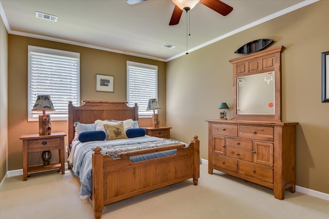 3005 Timber Woods Dr, Appling, GA 30802 - bedroom featuring light carpet, crown molding, and ceiling fan