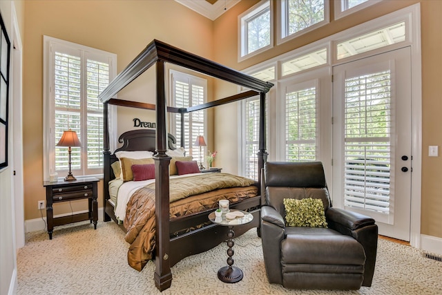 3005 Timber Woods Dr, Appling, GA 30802 - carpeted bedroom with access to outside and ornamental molding