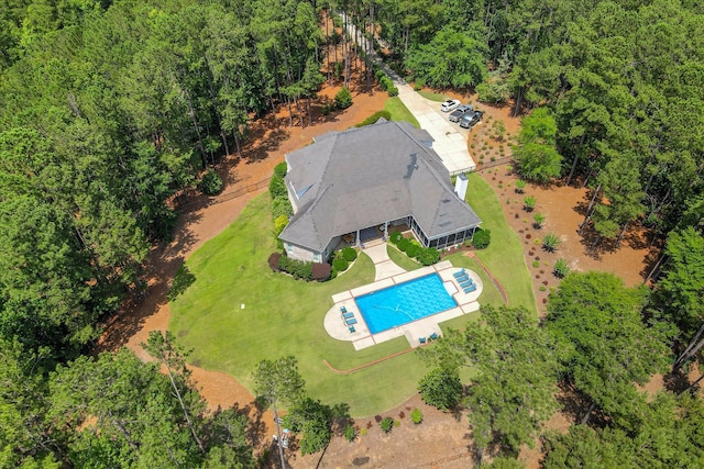 3005 Timber Woods Dr, Appling, GA 30802 - view from above of property featuring a pool area and a heavily wooded area