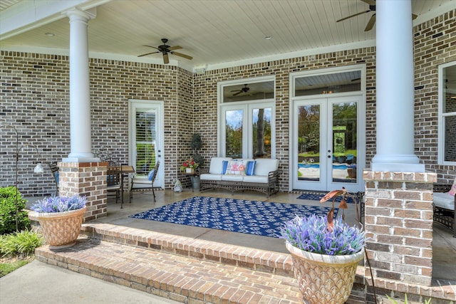 3005 Timber Woods Dr, Appling, GA 30802 - view of patio with ceiling fan and french doors