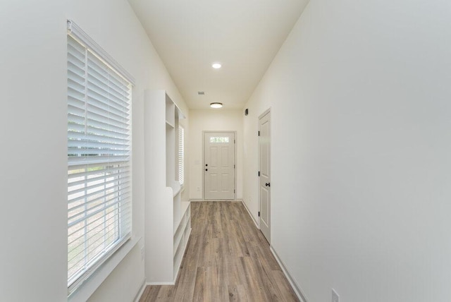 1717 Plank Rd, North Augusta, SC 29841 - hallway featuring light wood-style flooring, recessed lighting, baseboards, and a wealth of natural light