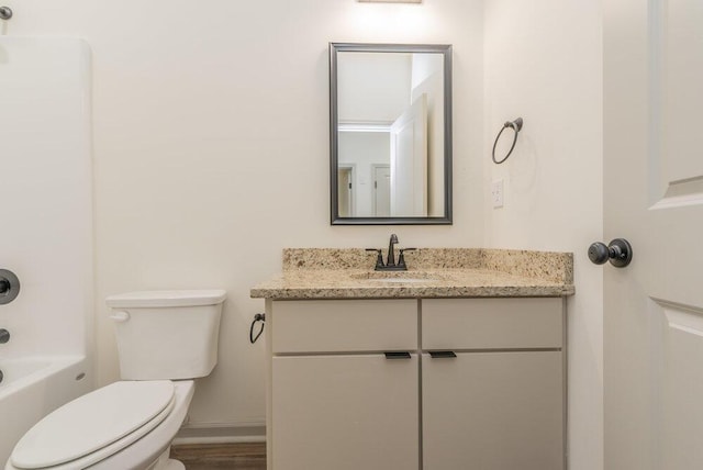 1717 Plank Rd, North Augusta, SC 29841 - full bathroom featuring toilet, vanity, baseboards, and shower / bathtub combination