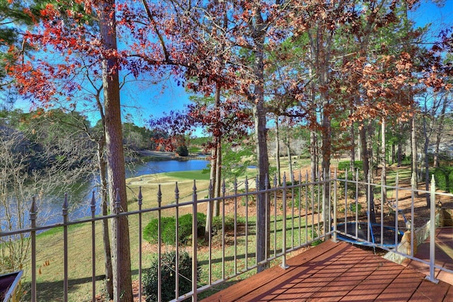 deck with a water view