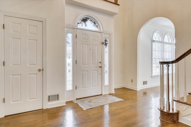 foyer entrance featuring hardwood / wood-style flooring