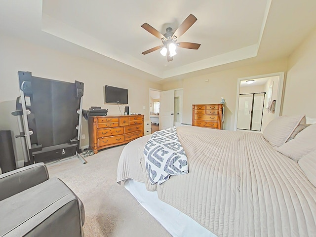 165 Sudlow Lake Rd, Graniteville, SC 29829 - carpeted bedroom with a tray ceiling and ceiling fan