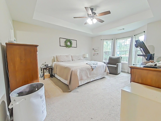 165 Sudlow Lake Rd, Graniteville, SC 29829 - bedroom with a raised ceiling, light colored carpet, and ceiling fan