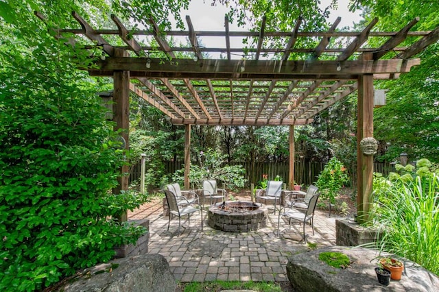 3039 Tarleton Ct, Beech Island, SC 29842 - view of patio with a fire pit and a pergola