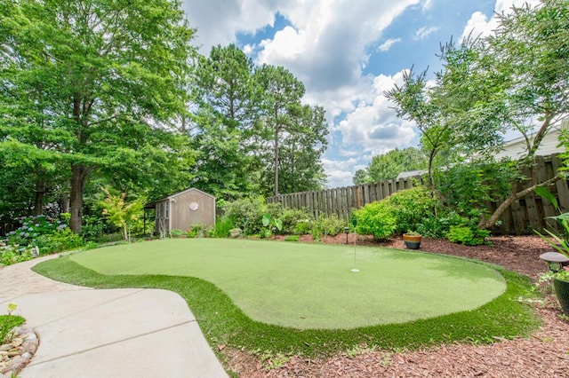 3039 Tarleton Ct, Beech Island, SC 29842 - fenced backyard featuring a putting area and a shed