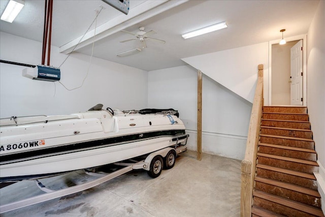 1034 N Pointe Ct, Tignall, GA 30668 - garage featuring a garage door opener and ceiling fan