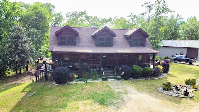 545 Beech Island Ave, Beech Island, SC 29842 - log home featuring a front yard, a porch, and log exterior