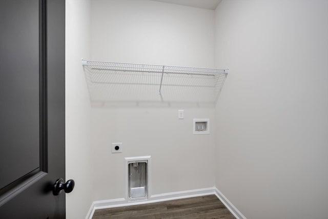 1962 Bunting Dr, North Augusta, SC 29841 - laundry area featuring hookup for an electric dryer, washer hookup, and dark wood finished floors