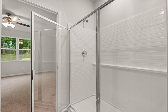 2912 Saltwater Bnd, Beech Island, SC 29842 - bathroom with ceiling fan and walk in shower
