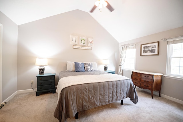 3943 Carson Cutoff, Martinez, GA 30907 - bedroom with lofted ceiling, light carpet, and ceiling fan